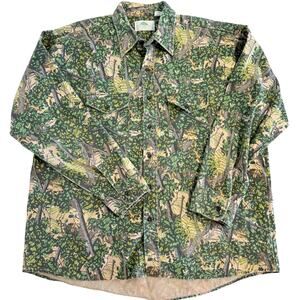 Bushlan Camo Button Down Shirt Mens XL Green Hunting Outdoors Long Sleeve